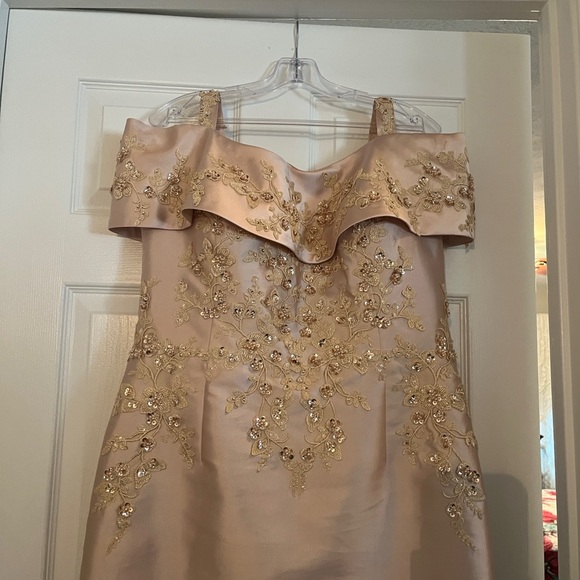 Elegant Gold Embellished Maxi Dress